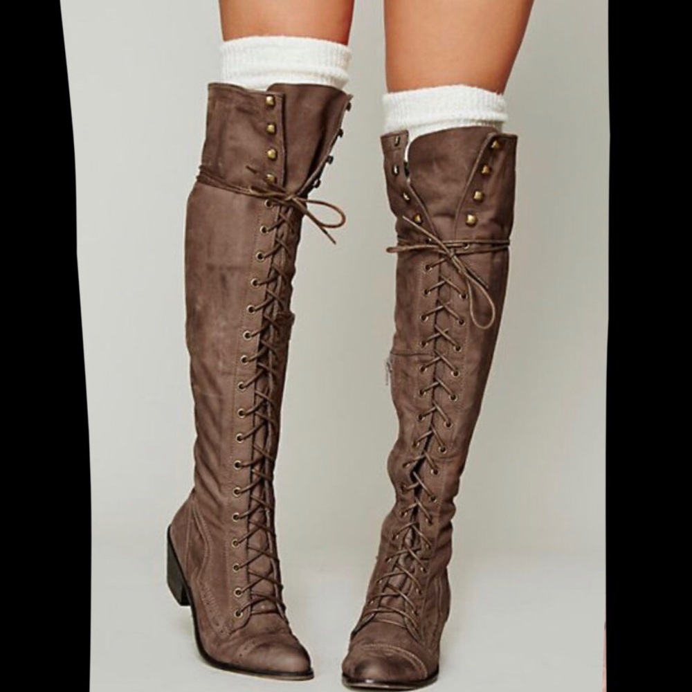 Free People Jesse Lace Up Over the Knee Boot